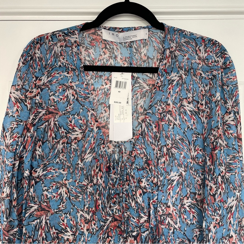 NWT IRO Blue Patterned Blouse, Size Small - Picture 2 of 3